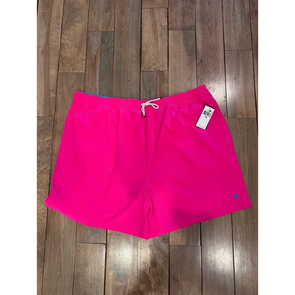 Polo Ralph Lauren Mens Swim Trunks Neon Pink Blue Pony‎ Big & Tall 4XB New NWT